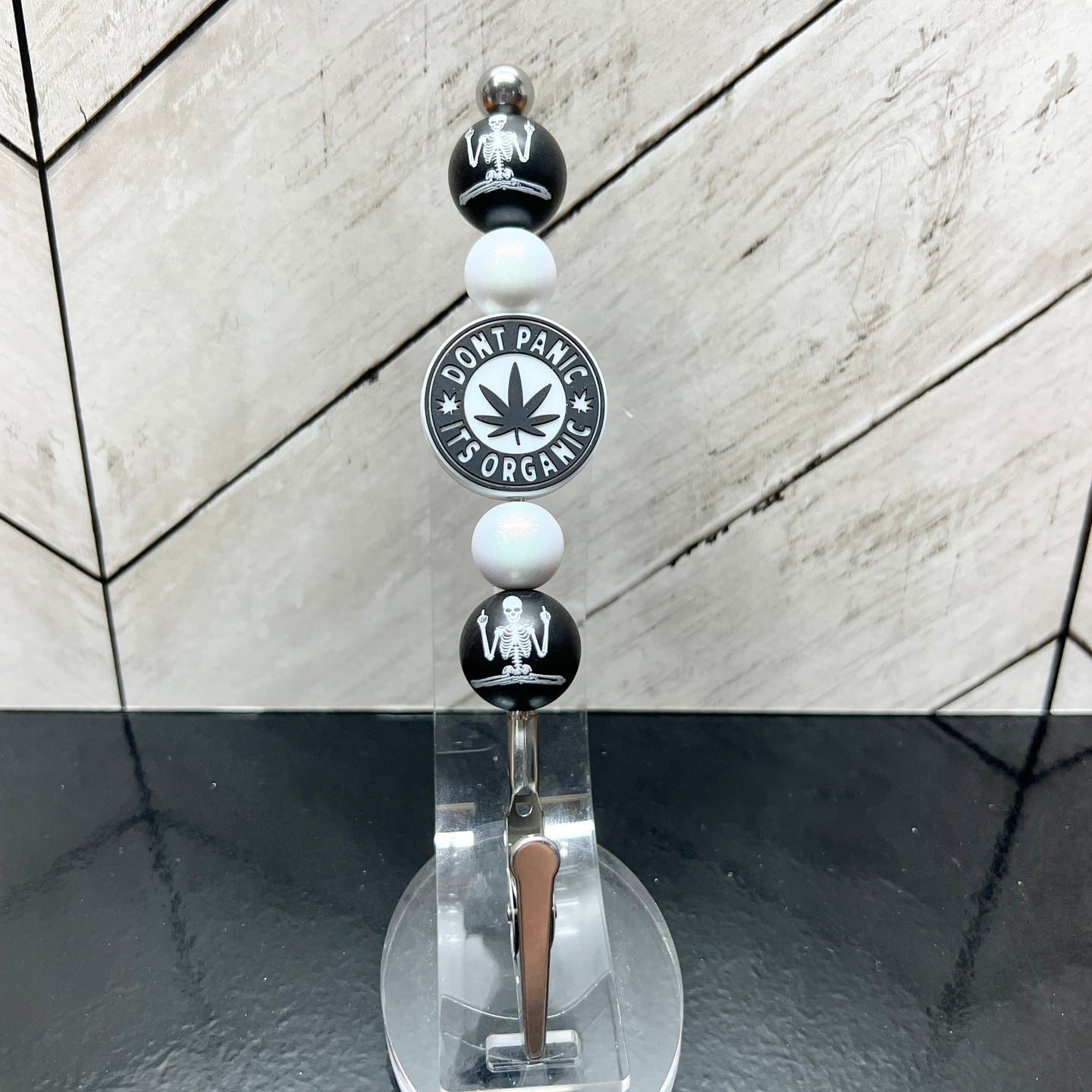 Black Don't Panic Skeleton Clip